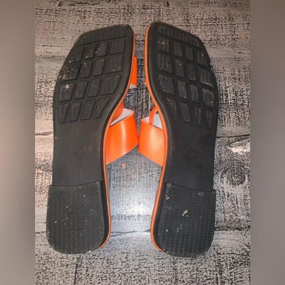 Orange Leather Slide Sandals - Picture 3 of 3